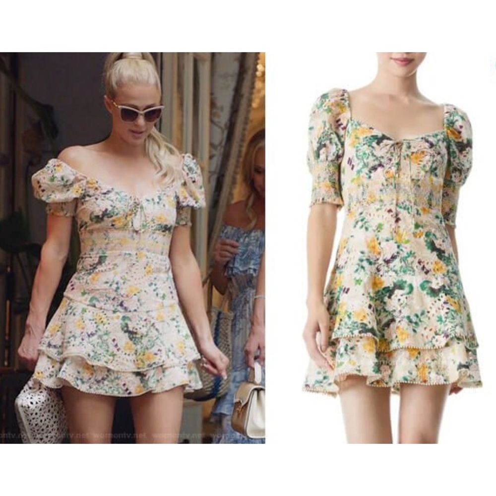 Alice + Olivia Crawford Tiered Floral Mini Dress Women 6 Multi ASO Paris Hilton